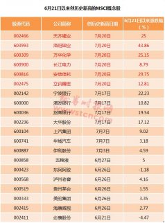 A股入MSCI滿月：222只概念股中 20股創(chuàng)新高